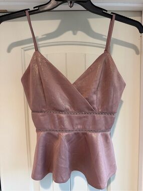 Trixxi Dusty Mauve Satin Peplum Top size M